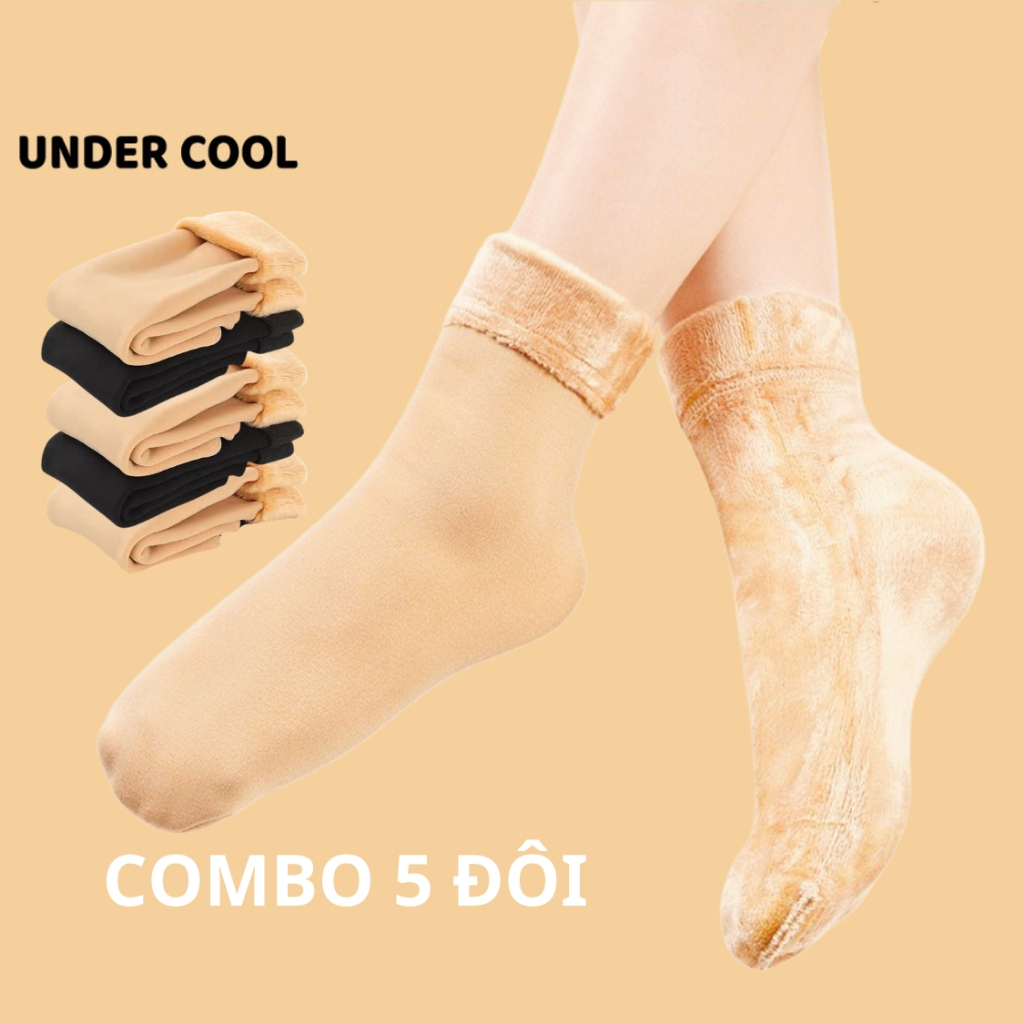 Set 5 Đôi tất vớ Size Trên Mắt Cá Dày Đẹp Ủ Kem Đi Nắng Lót Lông Chất  UNDERCOOL Cho Nam và Nữ TC03