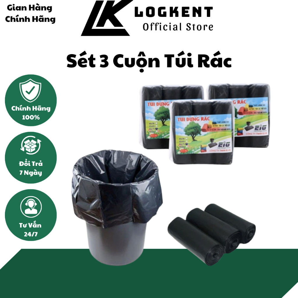 Túi Rác Tự Phân Hủy -Set 3 Cuộn Túi Rác Đen Kích Thước Lớn 55*65 cm ...