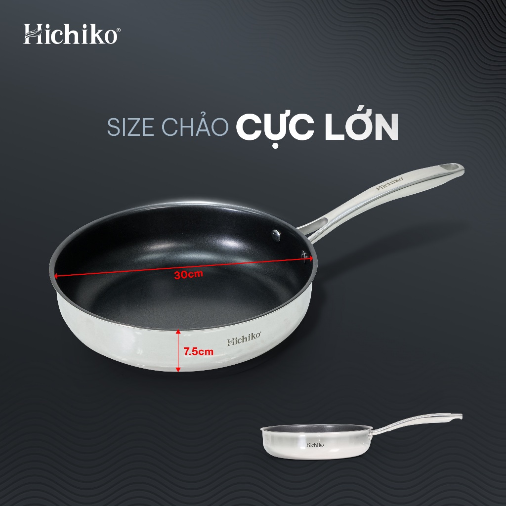 Chảo sâu 3 lớp chống dính ĐÁY TỪ Hichiko size 26-28-30cm, sử dụng cho mọi loại bếp
