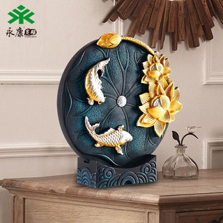 Đĩa đắp nổi cá chép hoa sen Decor phong cách Nhật kèm hộp quà