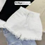 Quần short jean nữ lưng cao rách tua rua phá cách, chất jean kaki không giãn Anngo - AT371