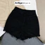 Quần short jean nữ lưng cao rách tua rua phá cách, chất jean kaki không giãn Anngo - AT371