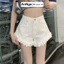 Quần short jean nữ lưng cao rách tua rua phá cách, chất jean kaki không giãn Anngo - AT371