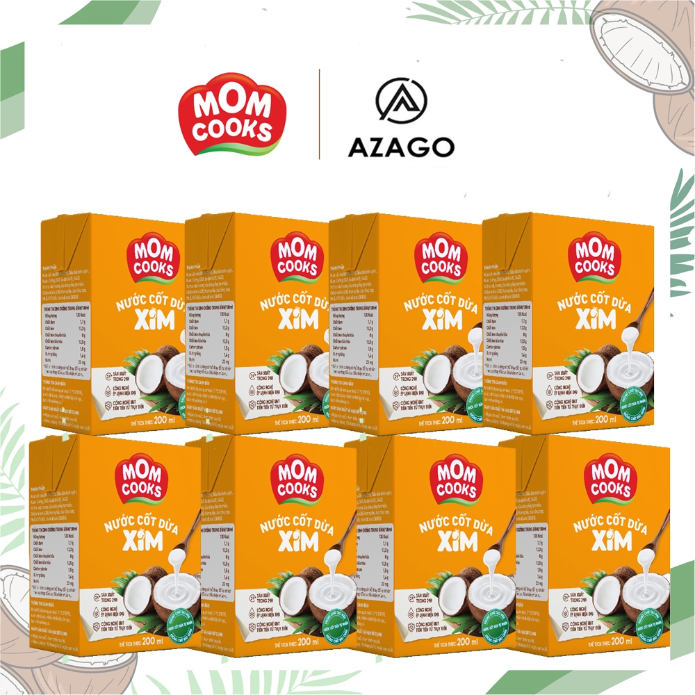 Combo 8 hộp nước cốt dừa nguyên chất 100% hộp 200ml thương hiệu MOM ...