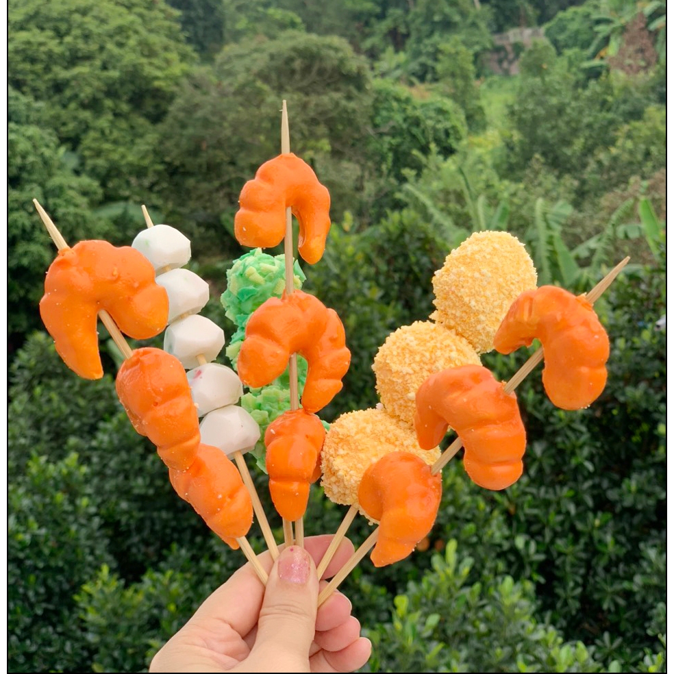 Xiên que giả trưng bày , Tôm surimi giả , mô hình xiên que | Shopee ...