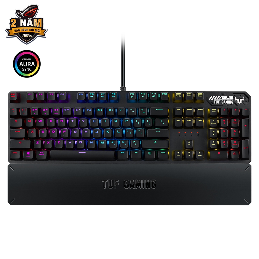 Bàn phím cơ gaming ASUS TUF GAMING K3 (Red) cổng mở rộng USB, An-ti ghosting 100% với công nghệ N-key rollover (NKRO)