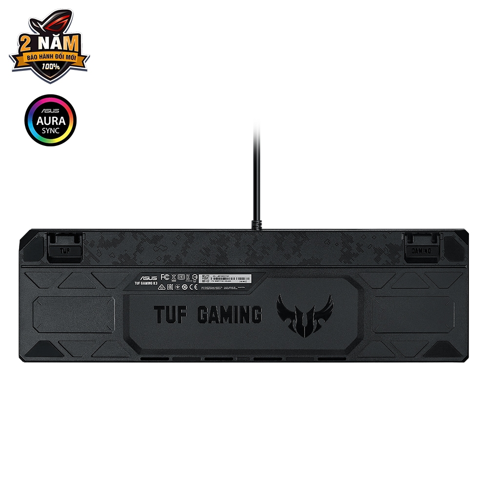 Bàn phím cơ gaming ASUS TUF GAMING K3 (Red) cổng mở rộng USB, An-ti ghosting 100% với công nghệ N-key rollover (NKRO)