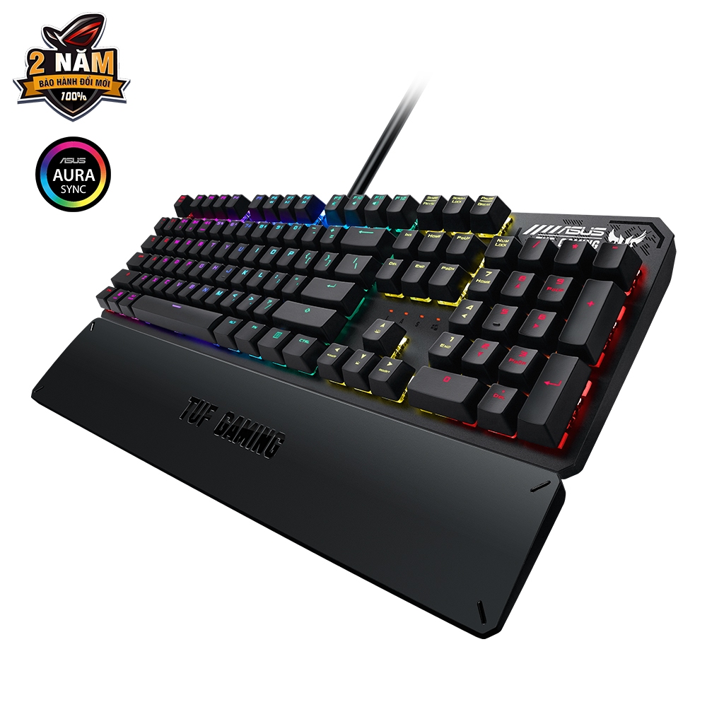 Bàn phím cơ gaming ASUS TUF GAMING K3 (Red) cổng mở rộng USB, An-ti ghosting 100% với công nghệ N-key rollover (NKRO)