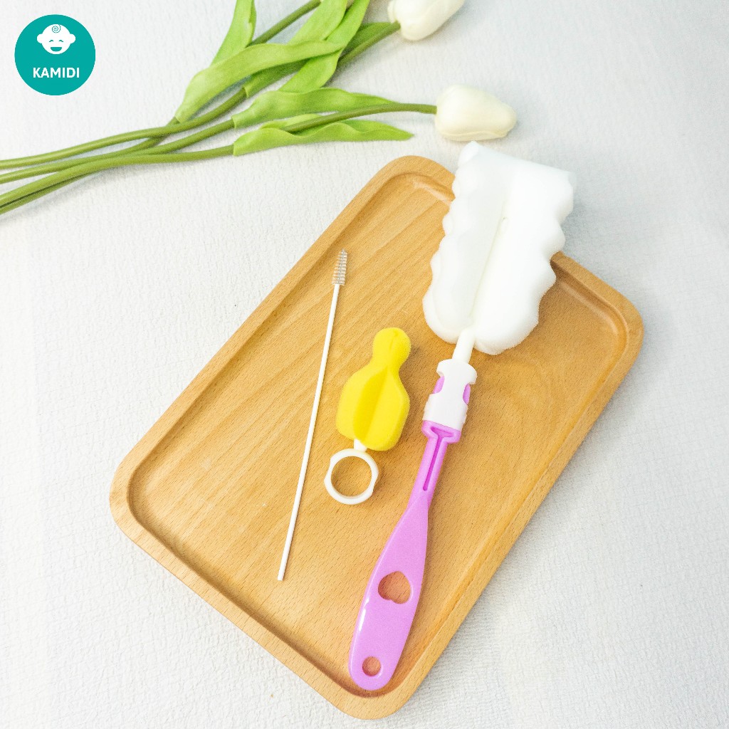 Ảnh Cọ Bình Sữa Kamidi 3 Chi Tiết Vệ Sinh Bình Sữa Màu Ngẫu Nhiên 3