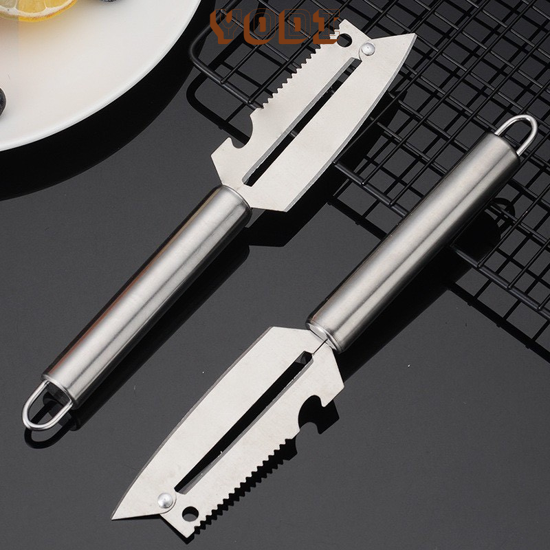 Dao bào inox, dao bào 2 lưỡi chất liệu inox kiêm chỗ khui bia, khui ...