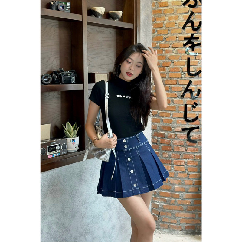 [RÁCH STORE] Váy Ngắn - 1966 - Xếp Li To - Nút Giữa - Chỉ Nổi | Shopee ...