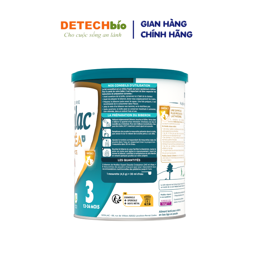Sữa bột Modilac Doucéa Nội Địa Pháp số 1, 2, 3 800g