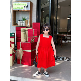 Đầm/ Váy Noel/ Tết cho bé. Đầm đỏ cotton mềm bé gái cho Noel/ Tết 10-40kg Mia Kids
