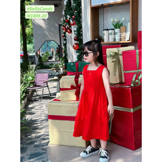 Đầm/ Váy Noel/ Tết cho bé. Đầm đỏ cotton mềm bé gái cho Noel/ Tết 10-40kg Mia Kids