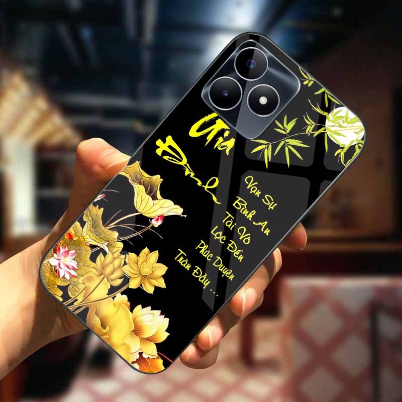 Ốp Lưng REALME C51, REALME C53 Mặt Lưng Kính Cường Lực In 3D Cao Cấp