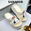 Dép nữ bánh mì 2 quai ngang hình CÚN NICE đế độn 7cm dễ thương D7778