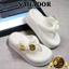Dép nữ xỏ ngón độn đế cao 5cm & 7cm đi nước đi mưa thoải mái chống trơn trượt đế mềm êm chân D7768