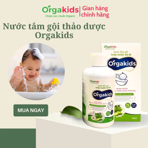 Nước tắm CẬN DATE thảo dược trẻ em Orgakids ngừa rôm sảy, mụn nhọt, mẩn ngứa - lọ 150ml