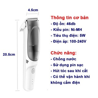 Tông đơ cắt tóc cho bé tự động hút tóc rơi khi cắt chính hãng Misuta, máy tăng đơ hớt tóc êm ái