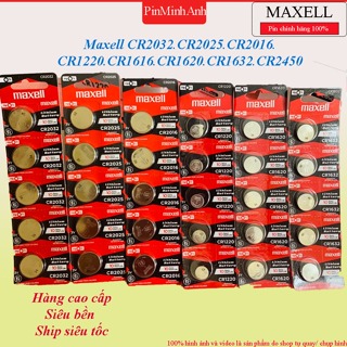 Vỉ 5 viên pin CR2032 maxell: 25.000 đ/vỉ, 360.000 - 400.000 đ/hộp