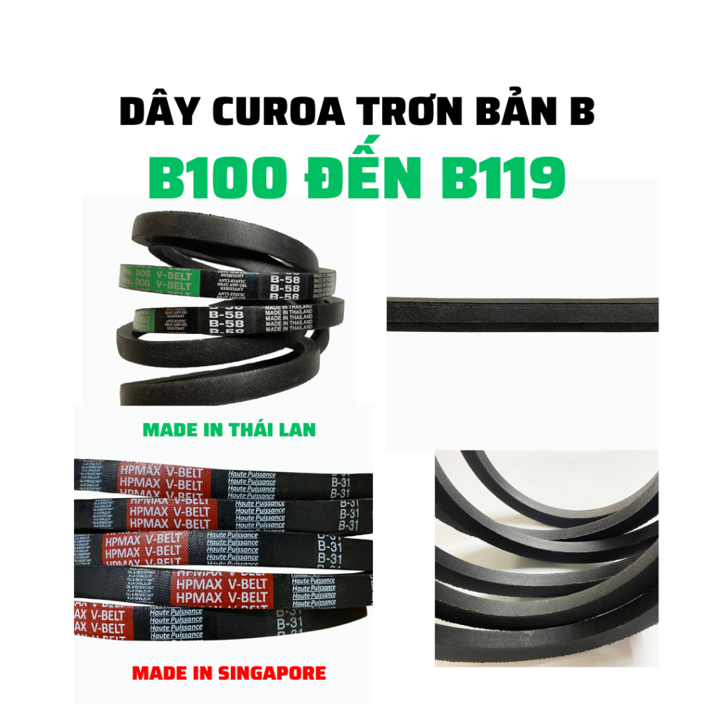 Dây Curoa Trơn Bản B: B100 B101 B102 B103 B104 B105 B106 B107 B108 B109 ...