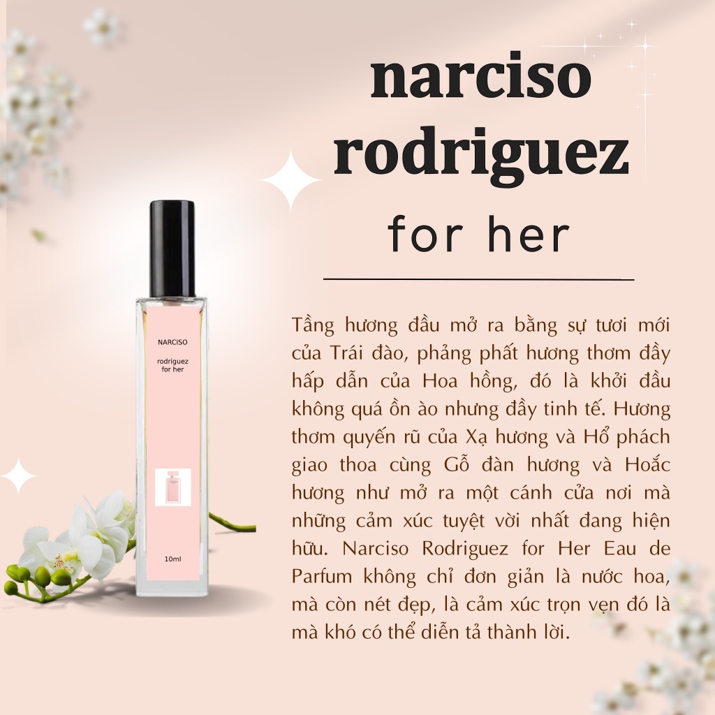[Nước hoa chiết Cao Cấp 10ml] Narciso Rodriguez for Her EDP –Phong cách: Kiêu kỳ, lôi cuốn, sang trọng