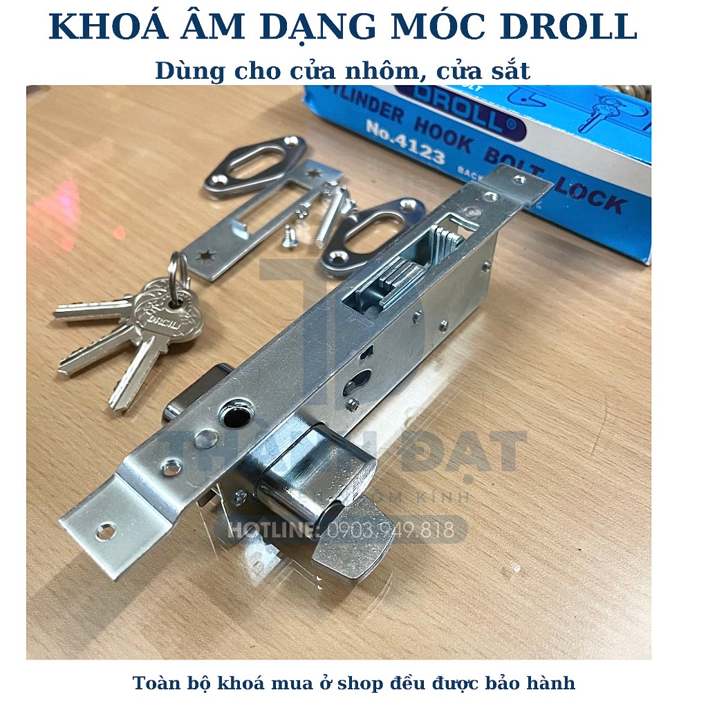 Khóa âm lùa Droll móc (Khóa âm lùa dạng móc hiệu Droll, Khóa âm cửa lùa ...