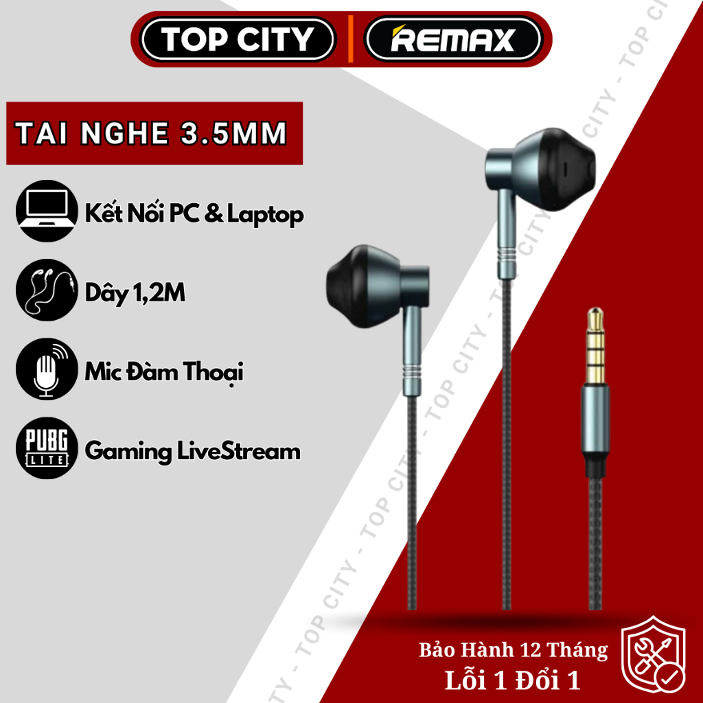 Tai Nghe Bass Mạnh Có Dây Nhét Tai Có Micro Chống Ồn, Chống Rối - Remax ...