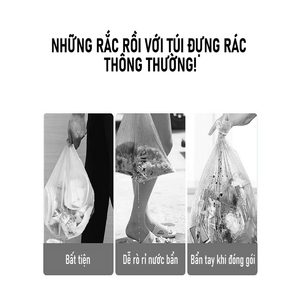 75 cái túi rác dây rút dày, túi rác tự hủy sinh học 45x50 cm, túi nhựa ...