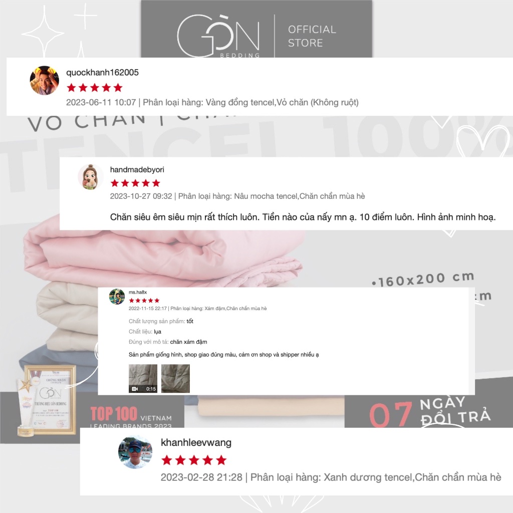 Ảnh Chăn Chần Gòn, Vỏ Chăn Lụa Tencel Cao Cấp Gòn Bedding Màu Trơn 2m2x2m 1
