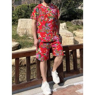 🔥Hot🔥Bộ Thun Lạnh Nam Nữ HOA LÁ CÀNH Sét bộ đùi ngắn dài hottrend thu đông chơi tết hoa tiết con công - KL2