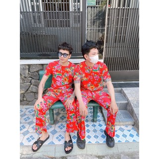 [MẪU MỚI] Đồ Mặc Nhà Thể Thao Nam Nữ bigsize, Set bộ đi chơi In Hoa Lá Cành Chúc Tết Đui Con Công BC