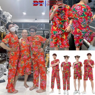 [MẪU MỚI] Đồ Mặc Nhà Thể Thao Nam Nữ bigsize, Set bộ đi chơi In Hoa Lá Cành Chúc Tết Đui Con Công BC