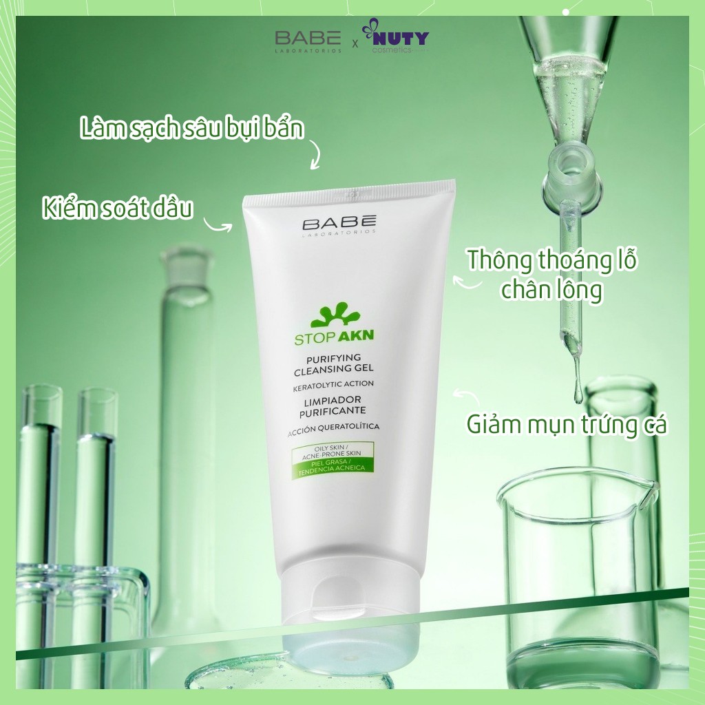 Ảnh Gel Rửa Mặt Dịu Nhẹ Babe Stop AKN Purifying Cleansing Gel (200ml) 3