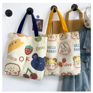 Túi xách Canvas Túi Tote Đeo Vai đa năng không khoá kéo tiện dùng kích thước 27cm x 31cm