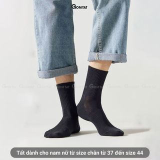 Combo 5 đôi tất vớ cổ cao nam nữ trơn màu GOMTAT chất liệu cotton cao cấp, có mặt lưới thoáng khí - GOM-KLB-TRONCAO-CB5