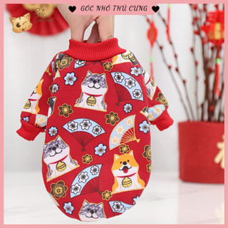Áo Tết cho chó mèo nhiều mẫu xinh xắn, áo nỉ đỏ cho thú cưng năm mới