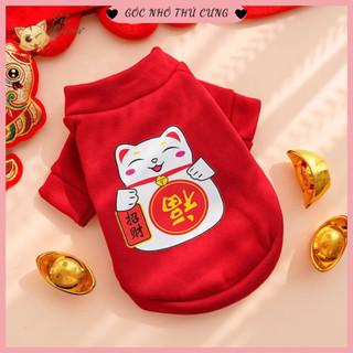 Áo Tết cho chó mèo nhiều mẫu xinh xắn, áo nỉ đỏ cho thú cưng năm mới