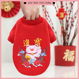 Áo Tết cho chó mèo nhiều mẫu xinh xắn, áo nỉ đỏ cho thú cưng năm mới