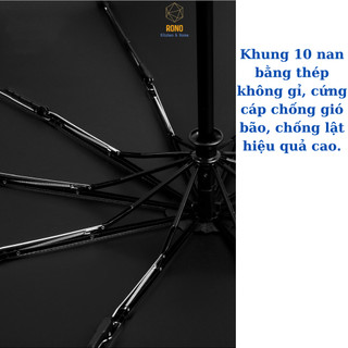 Ô Dù Che Mưa, Ô Gấp Gọn Tự Động, Vải Dù 2 Lớp Màu Chống Tia UV, Khung 10 Nan, Độ Mở Rộng 103cm