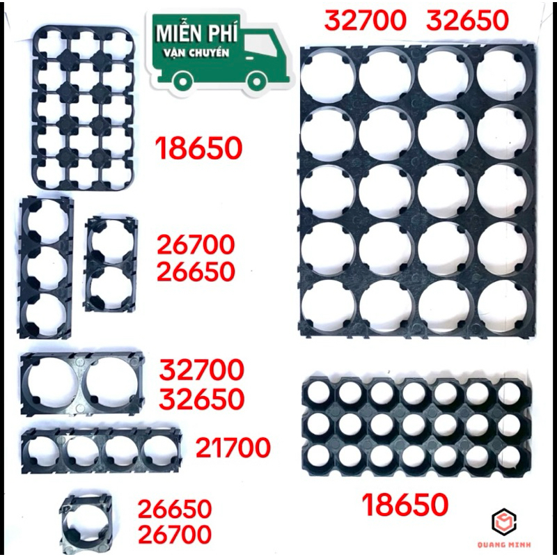 khung gắn pin(giá 1 khung) 18650, 26700, 26650, 32700, 32650, 32800 ...