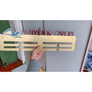 GTHC bơi lội, NGUYỄN KHÁNH VY khung gold, icon xanh biển, chữ đỏ