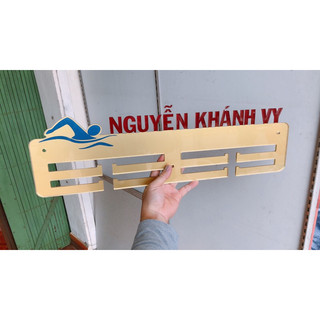 GTHC bơi lội, NGUYỄN KHÁNH VY khung gold, icon xanh biển, chữ đỏ