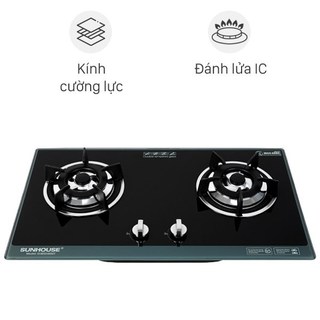 Bếp Ga Âm Kính Sunhouse SHB5548MT-Chính Hãng 100 trưng bày Tiết kiệm gas-có Đầu hâm,Đánh lửa