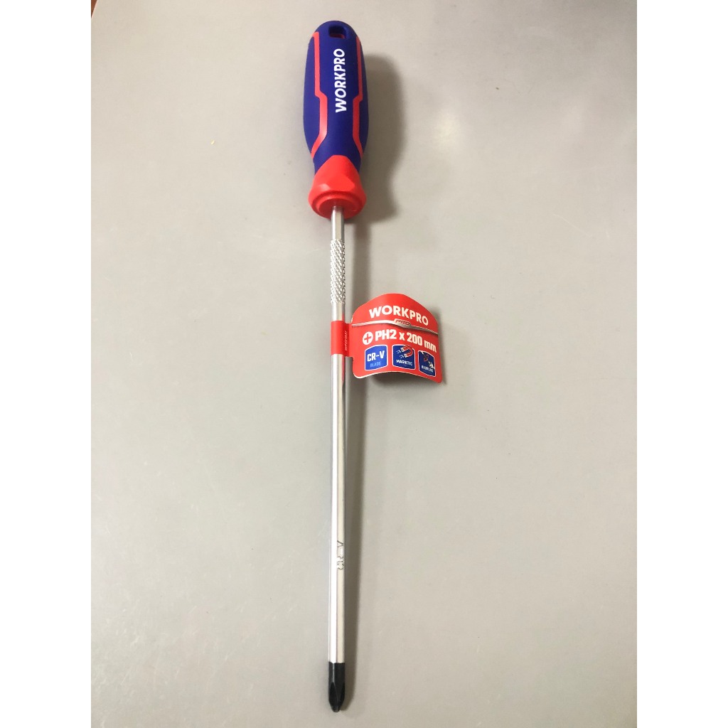 Tua vít bake PH2x200mm WORKPRO WP221031 thép CR-V cao cấp, tay cầm bọc cao su chống trơn trượt - Hàng chuẩn chính hãng