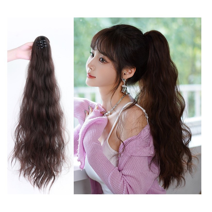 Tóc giả ngoặm thẳng, tóc ngoặm đuôi ngựa thẳng cao cấp