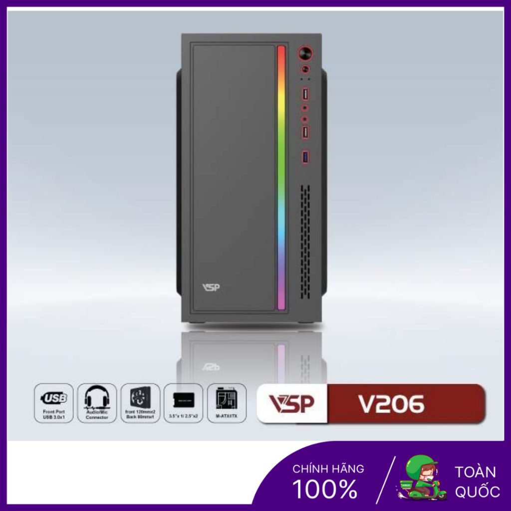 Vỏ máy tính VSP V206 (mATX) - màu Trắng và Đen | Shopee Việt Nam
