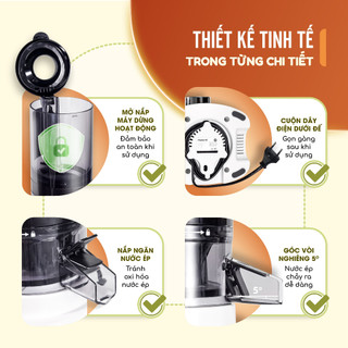 Máy Ép Chậm Trái Cây Masuto Ép Nguyên Quả Kiệt Bã Dung Tích 0,6L Làm Nước Ép, Ép hoa quả, làm kem