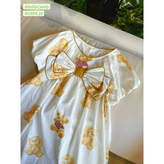 Đầm váy bé gái thu đông dáng suông phối nơ phong cách Hàn Quốc siêu xinh cho bé 13-45kg