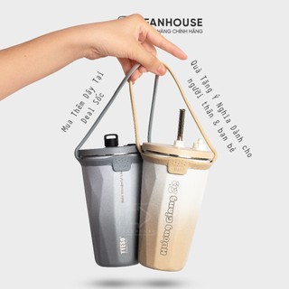 Ly giữ nhiệt Tyeso Wonder 600ml bình giữ nhiệt có ống hút inox 304 Fan House khắc tên tăng túi